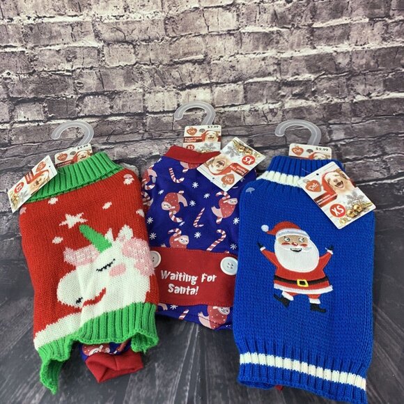 Pet Central X-Small Dog Unicorn, Sloth & Santa Patterned outfits - Picture 1 of 9
